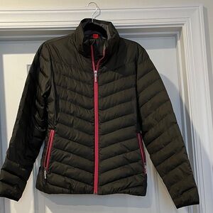 Spyder Dark Green Puffer Jacket with Pink Details
